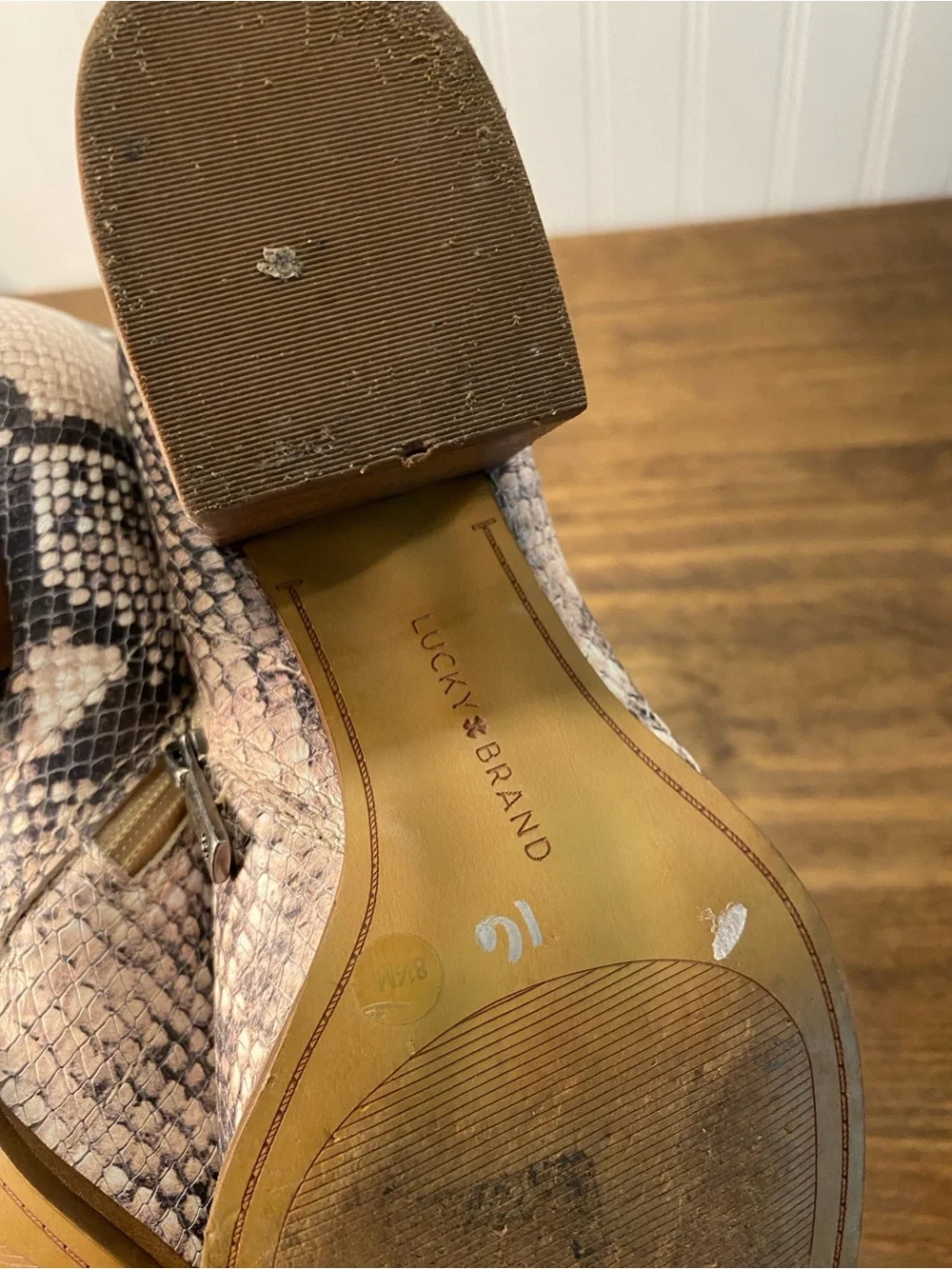 Lucky Brand - Women’s size 8.5 - Leather Upper - Faux Snake-Print Ankle Boots
